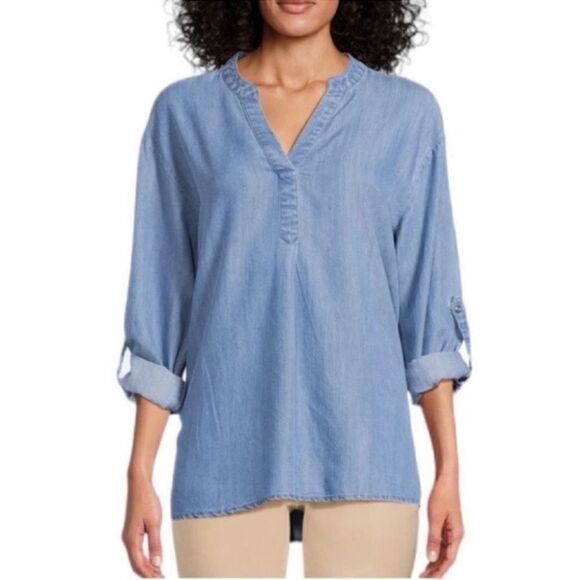 Time & Tru Blue Denim Tunic Top(Size S/4-6) - Picture 4 of 7